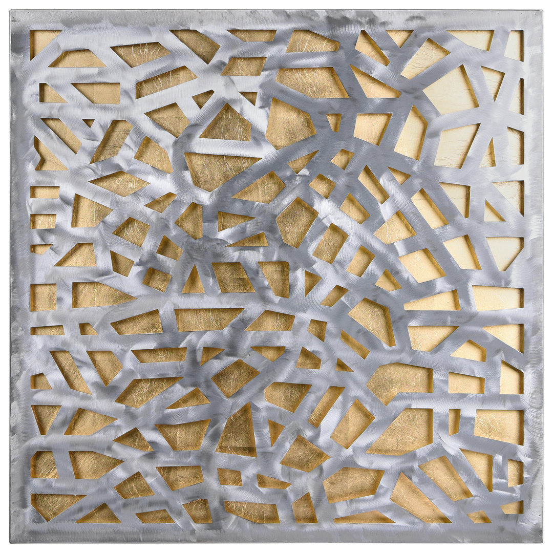 Enigma Abstract Metal Wall Décor Ivy Bronx Finish: Gold