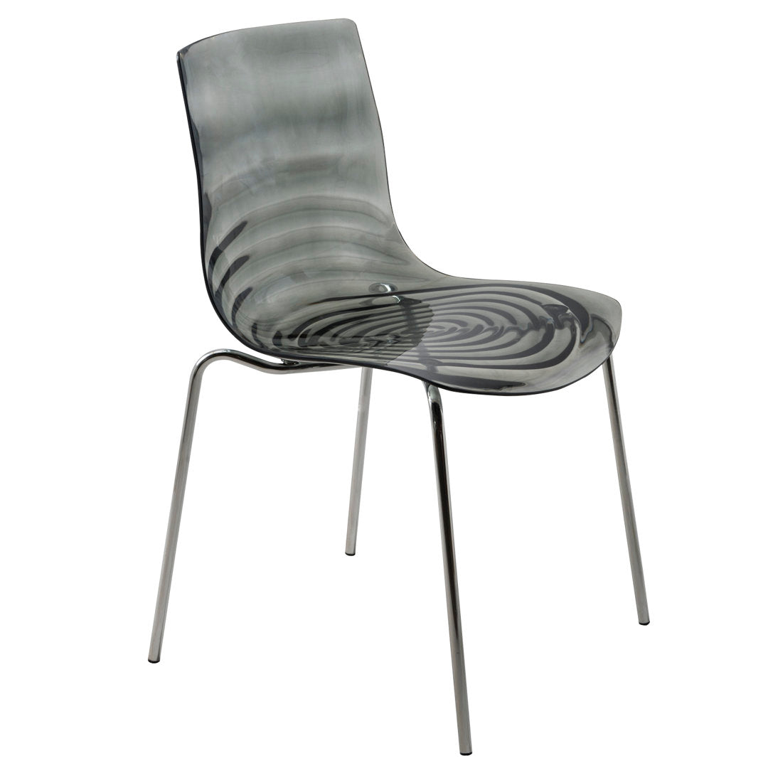 Lerner Plastic Dining Side Chair with Chrome Base Ivy Bronx Color: Transparent Black