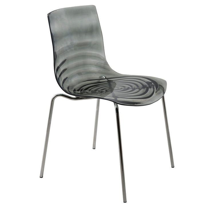 Lerner Plastic Dining Side Chair with Chrome Base Ivy Bronx Color: Transparent Black