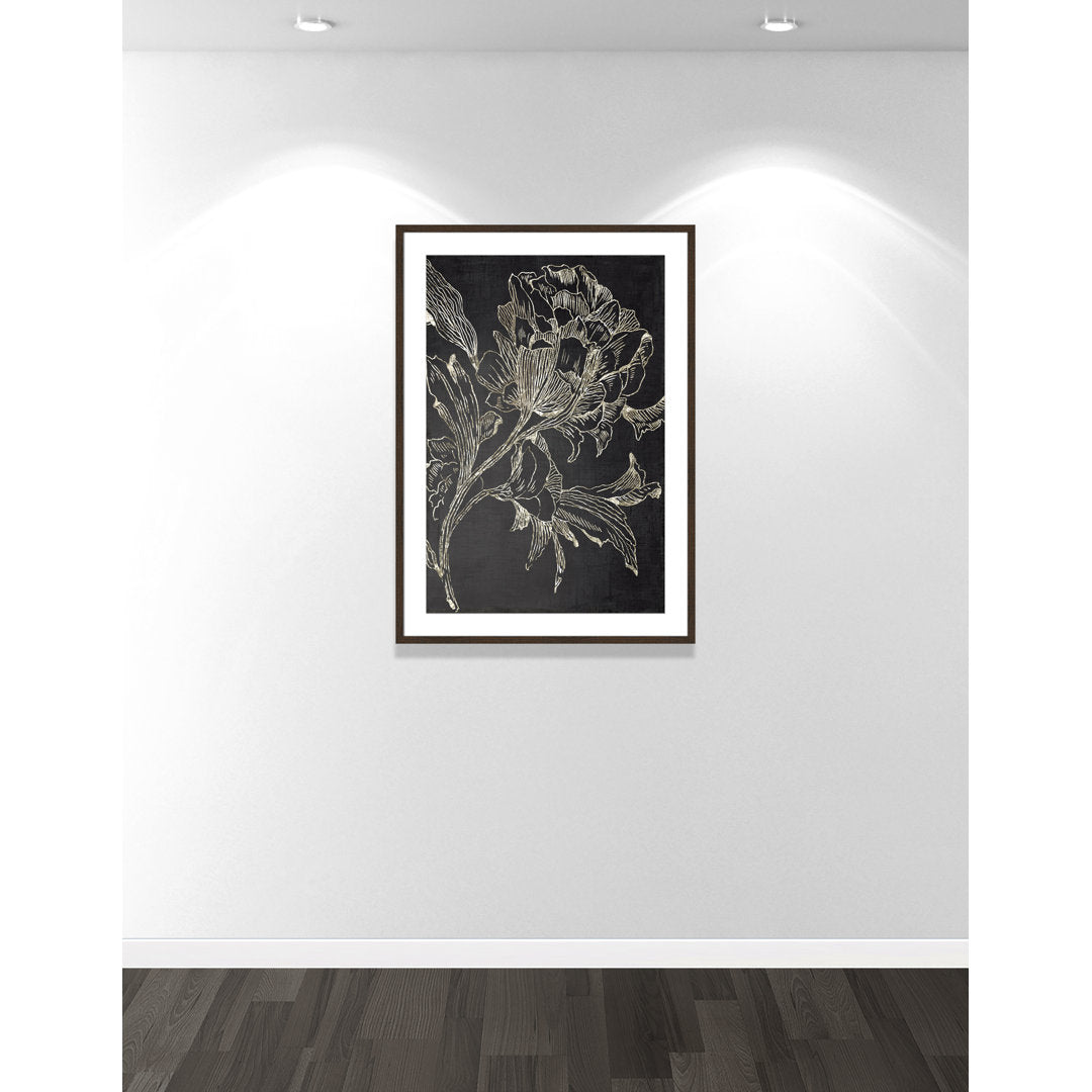 Golden Flower Folklore I by Asia Jensen - Picture Frame Graphic Art Print Joss & Main Size: 41.5" H x 29.5" W Format: Walnut Framed