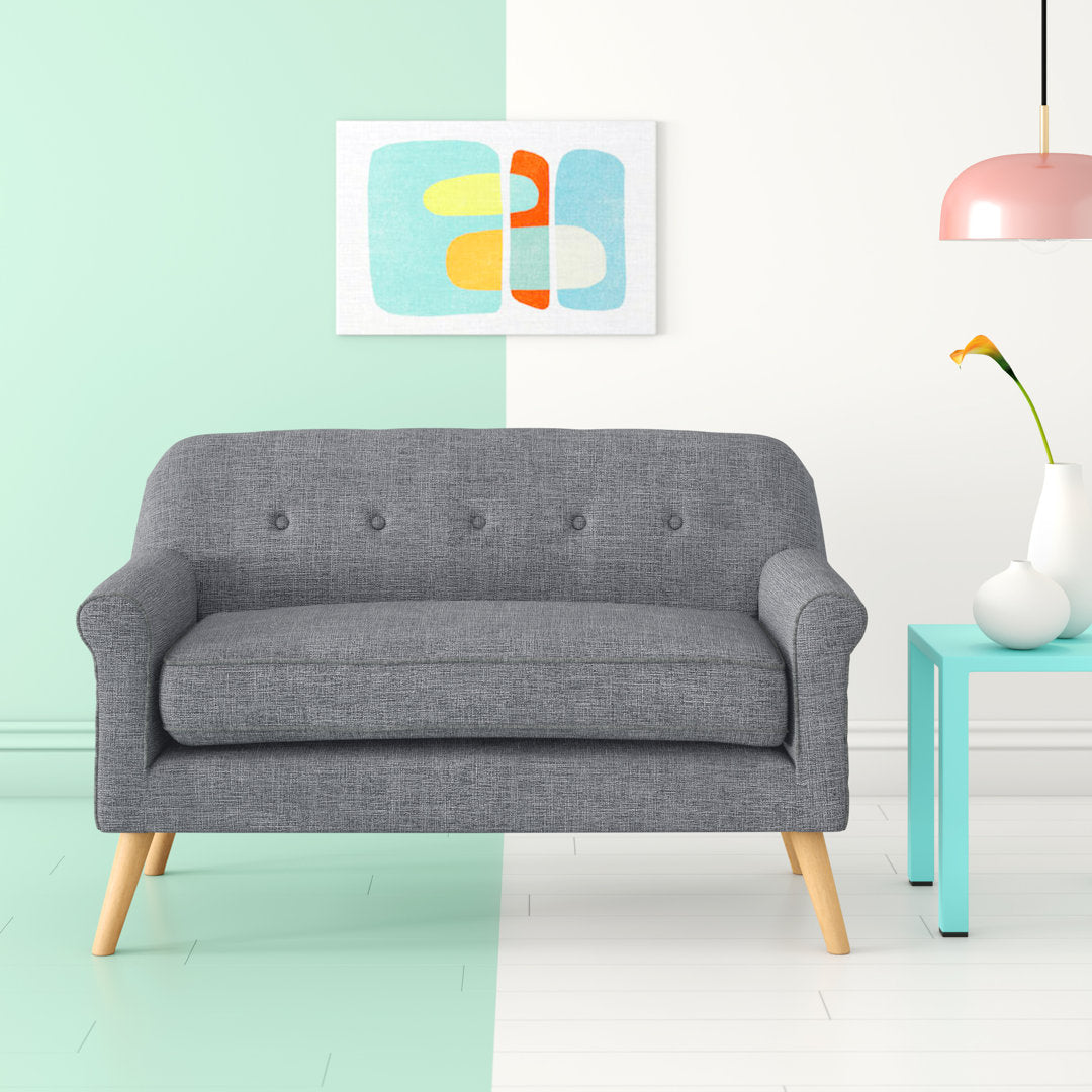Deby 49.75" Flared Arm Loveseat George Oliver Upholstery Color: Gray Polyester