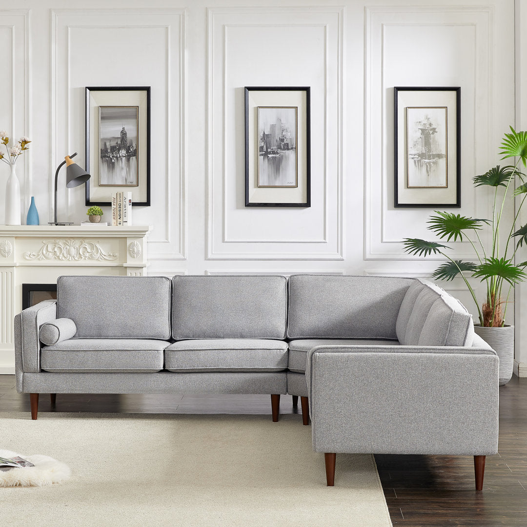 Isaak 105" Wide Symmetrical Corner Etta Avenue™ Fabric: Gray Linen