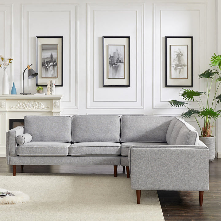 Isaak 105" Wide Symmetrical Corner Etta Avenue™ Fabric: Gray Linen