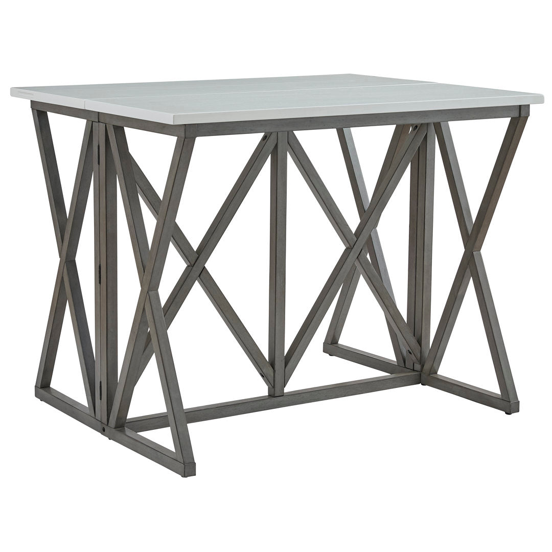 Montevious Counter Height Folding Double Pedestal Dining Table Gracie Oaks Table Top Color: White Top/Dark Gray Base