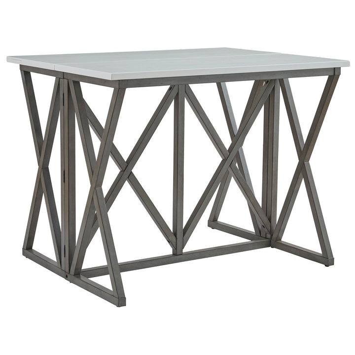 Montevious Counter Height Folding Double Pedestal Dining Table Gracie Oaks Table Top Color: White Top/Dark Gray Base