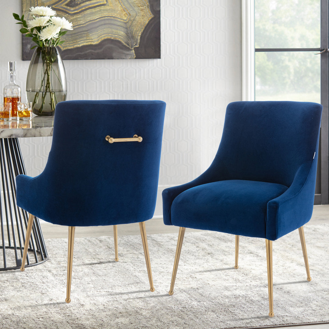 Magallanes Velvet Upholstered Side Chair (Set of 2) Willa Arlo™ Interiors Upholstery Color: Navy