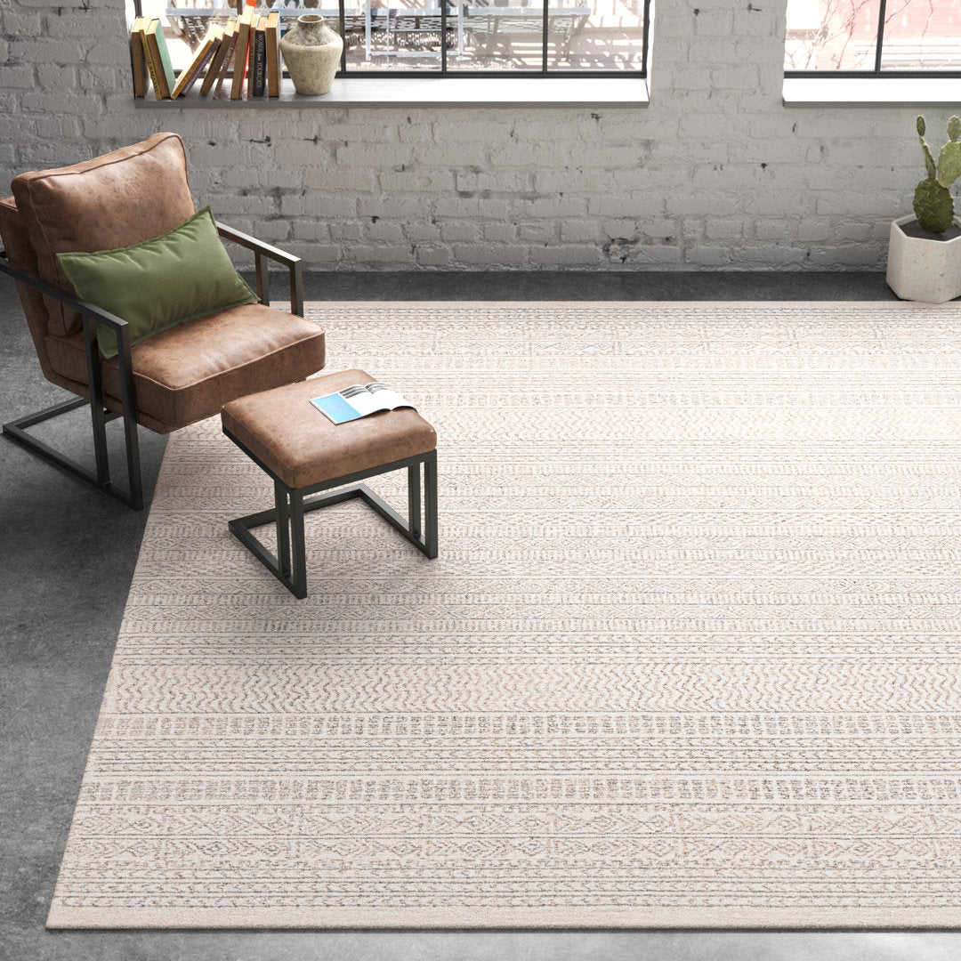 Lansing Geometric Hand-Tufted Wool Gray/Cream Area Rug Steelside™ Rug Size: Rectangle 6' x 9'