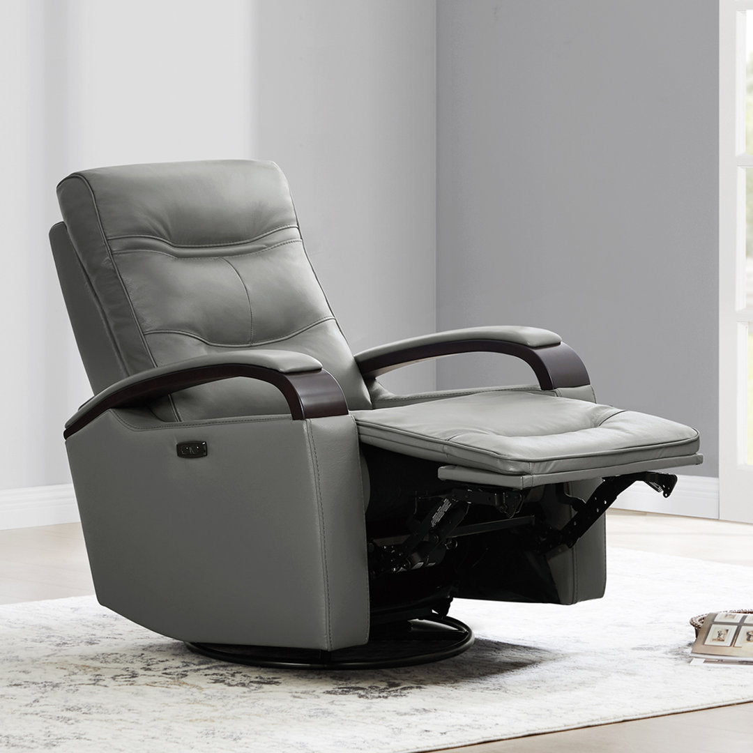 Elvina Genuine Leather Swivel Power Recliner Latitude Run® Upholstery Color: Haze