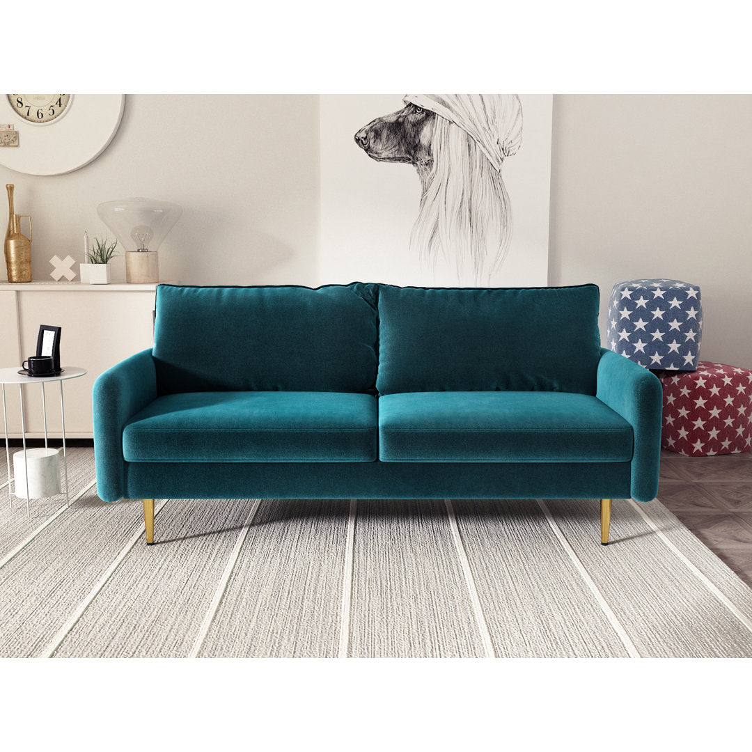 Javonta 70'' Upholstered Sofa Everly Quinn Fabric: Dark Cyan Velvet