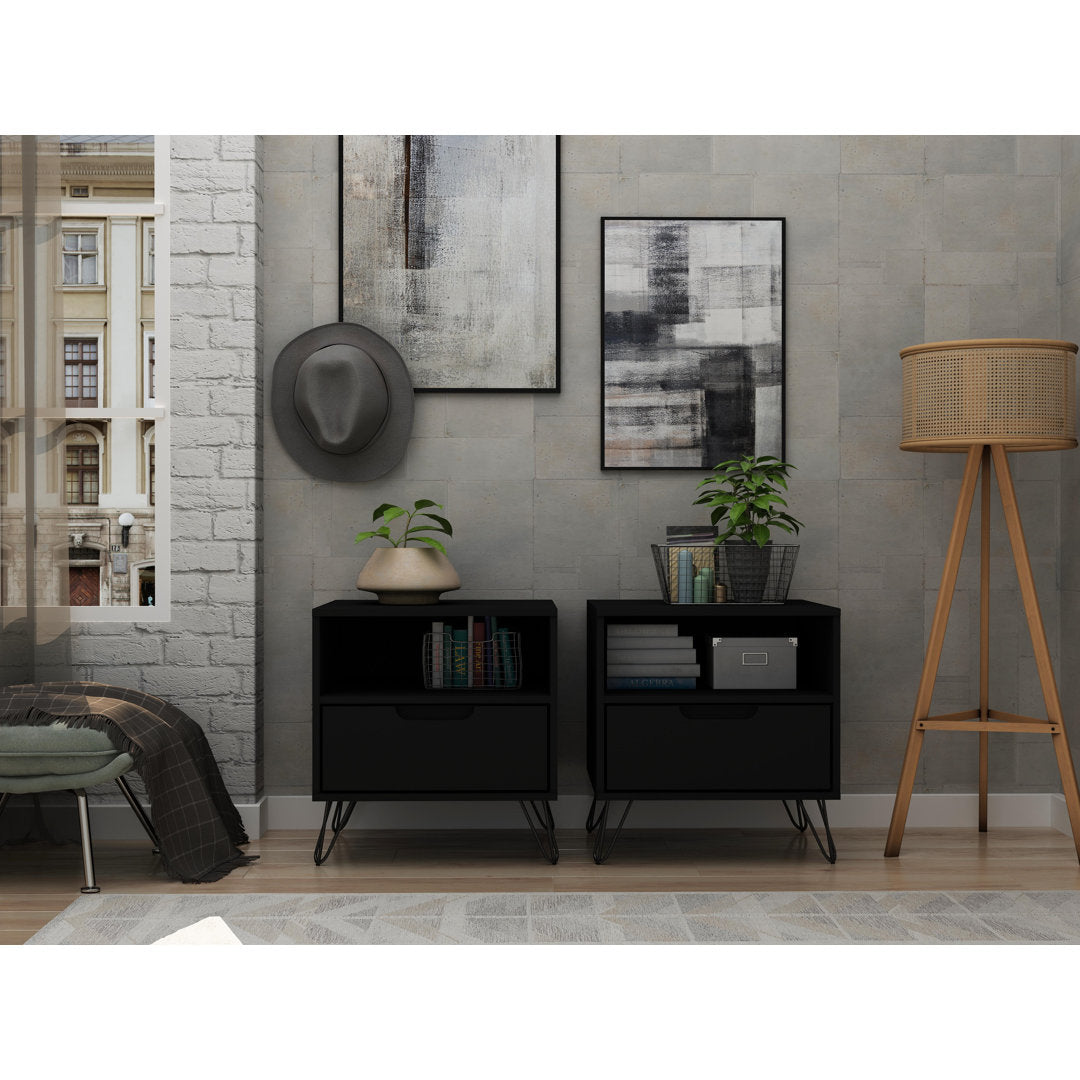 Darbie Drawer Nightstand Zipcode Design™ Color: Black Quantity: Set of 2