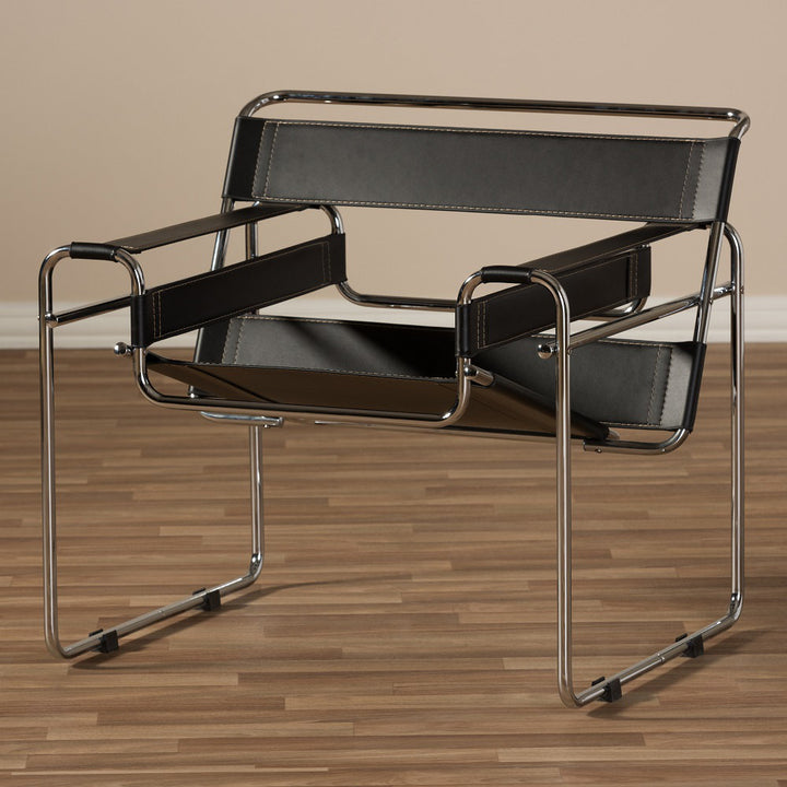Henriquez 30.75" Wide Armchair Ivy Bronx Upholstery Color: Black Faux Leather