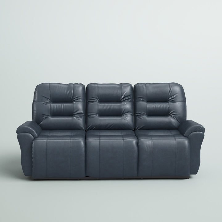 Braydin 85.5" Genuine Leather Pillow Top Arm Reclining Sofa Hokku Designs