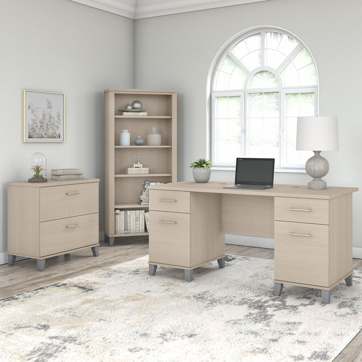 Magomed Executive Desk Gracie Oaks Color: Sand Oak