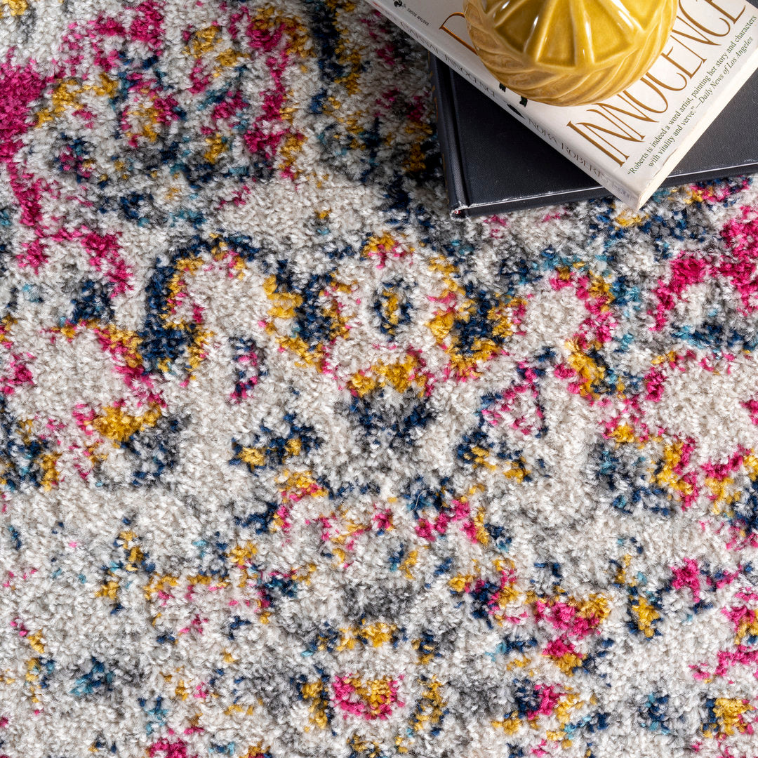 Mcalmont Medallion Power Loomed Performance Pink/Fuchsia Rug Bungalow Rose Rug Size: Oval 6'7" x 9'