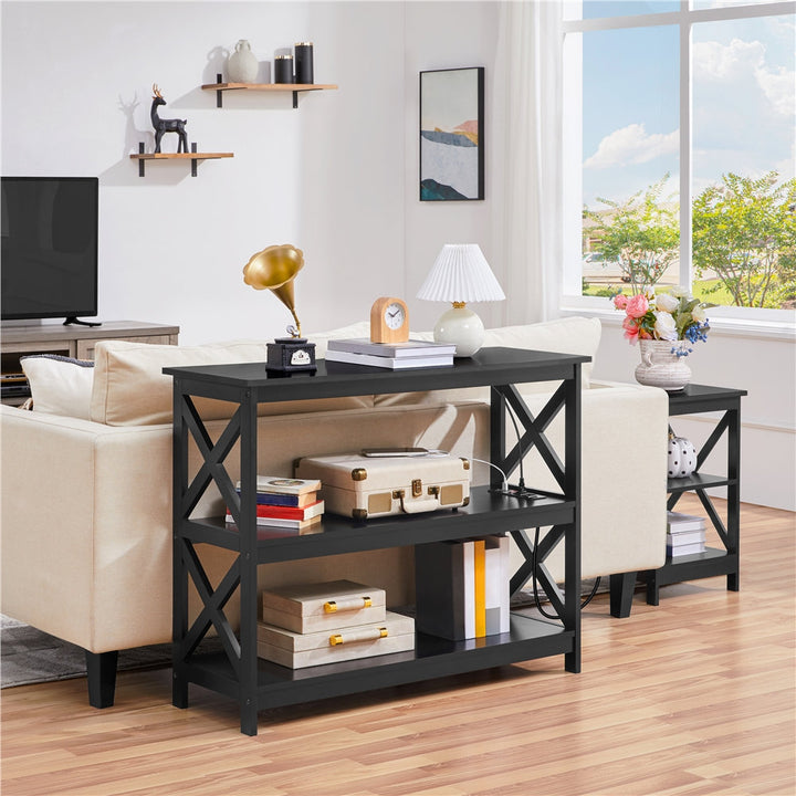 Bergmann 42" Console Table with Power Outlets Beachcrest Home™ Color: Black