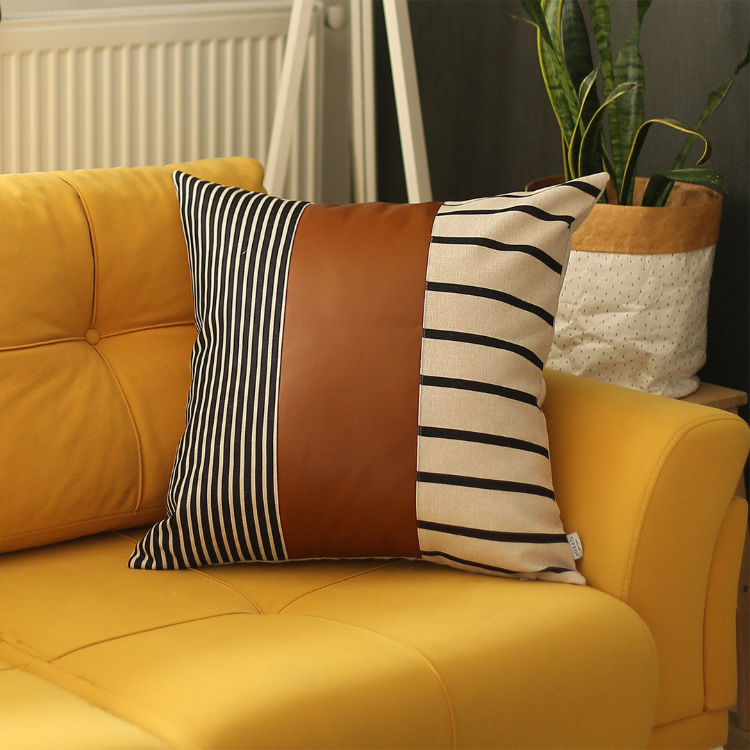 Decorative Faux Leather Pillowcase Decorative Geometric Square Pillow Cover Apolena Size: 22" x 22"