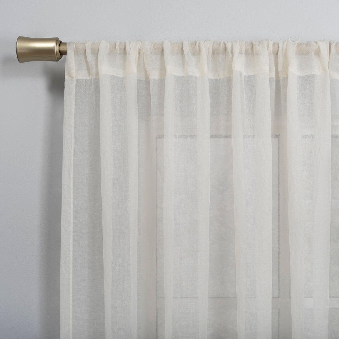 Jaklyn Crushed Texture Semi-Sheer Rod Pocket Curtain Panel Gracie Oaks Curtain Color: Cream Size per Panel: 50"W x 95"L