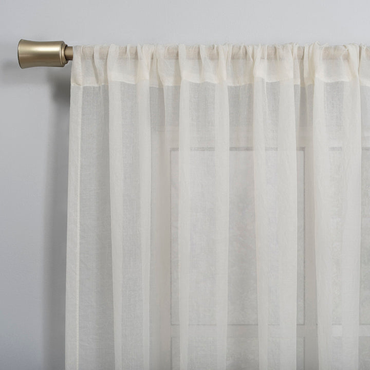 Jaklyn Crushed Texture Semi-Sheer Rod Pocket Curtain Panel Gracie Oaks Curtain Color: Cream Size per Panel: 50"W x 95"L
