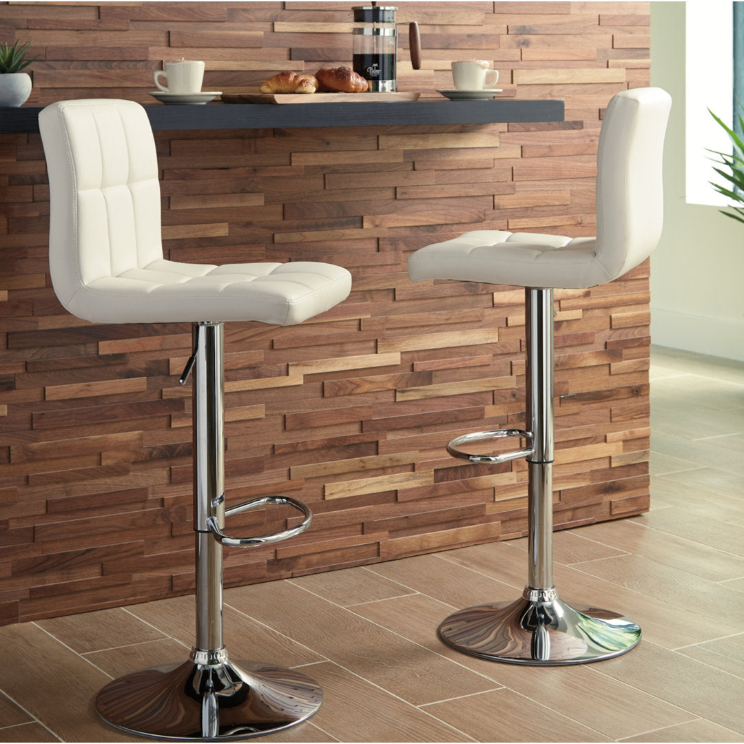 Dorotea Swivel Adjustable Height Bar Stool (Set of 2) Latitude Run® Seat Color: White