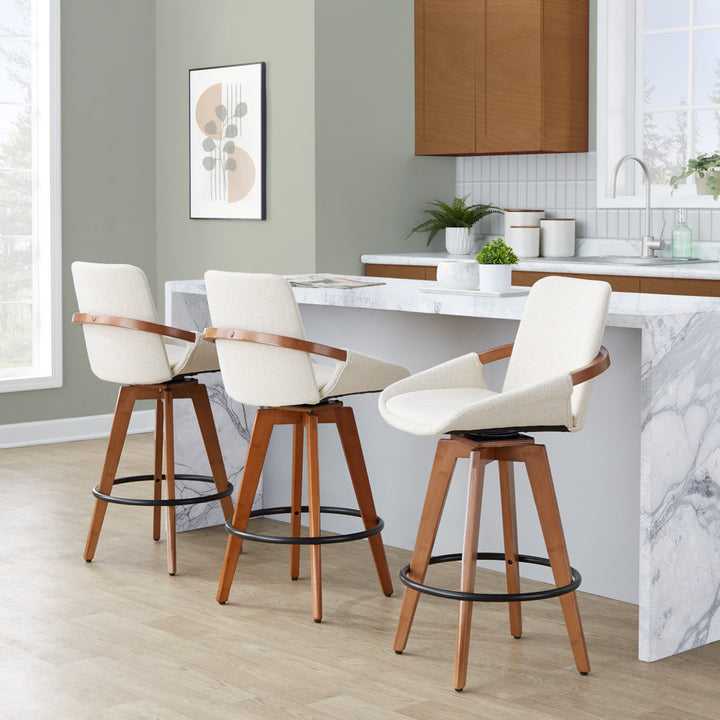Whitacre Swivel Stool Wade Logan® Upholstery: Cream Noise Tweed, Seat Height: Counter Stool (26" Seat Height)