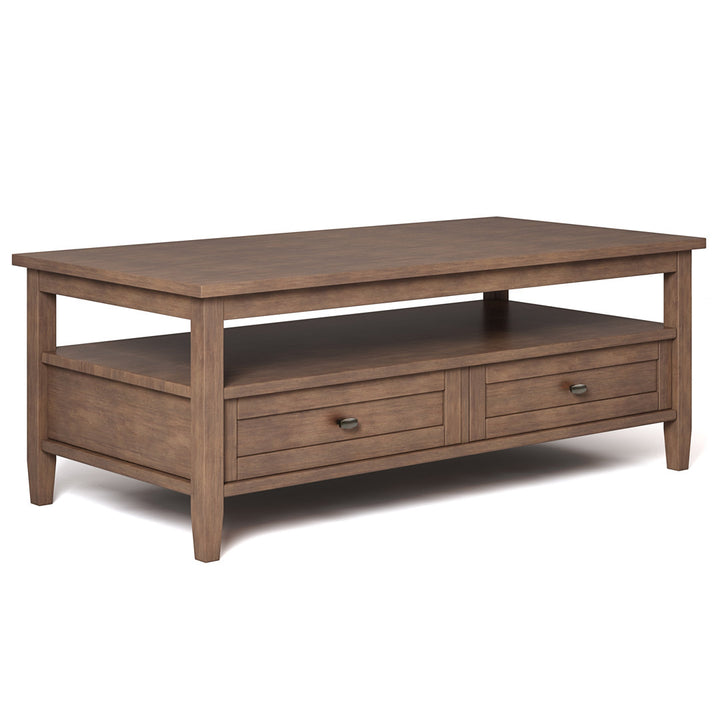 Warm Shaker SOLID WOOD 48 inch Wide Rectangle Transitional Coffee Table Simpli Home Color: Rustic Natural Aged Brown