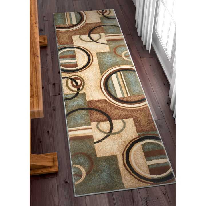 Abbie Arcs & Shapes Light Blue Modern Rug Winston Porter Rug Size: Runner 2'7" x 9'6"