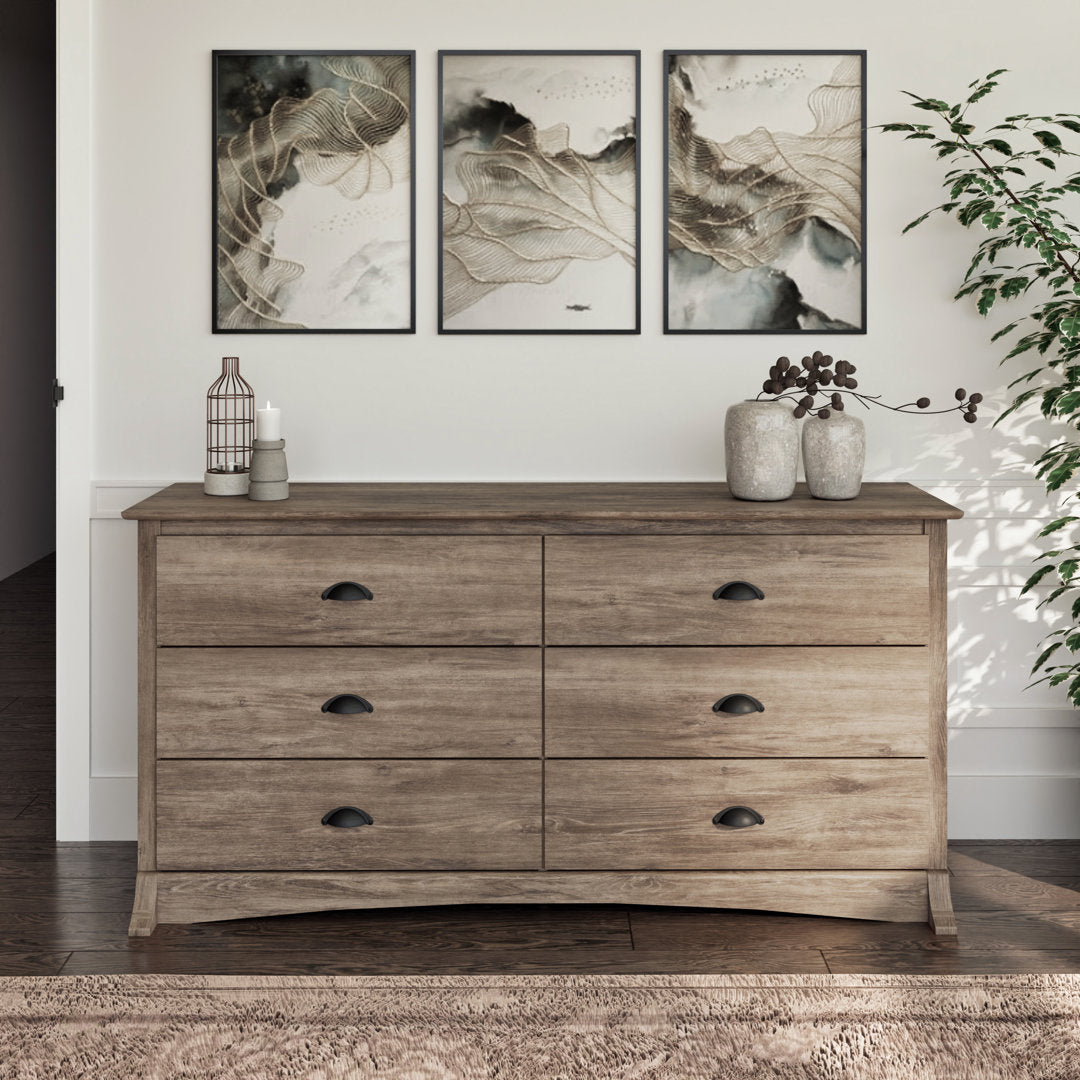 Abhainn Salt Spring 6 Drawer Dresser, Drifted Gray Millwood Pines