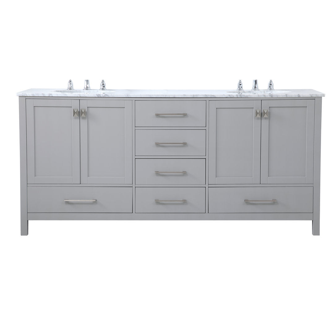 Bagdai 72" Wide Bathroom Vanity Set Wade Logan® Top Finish: Calacatta Quartz, Base Finish: Gray