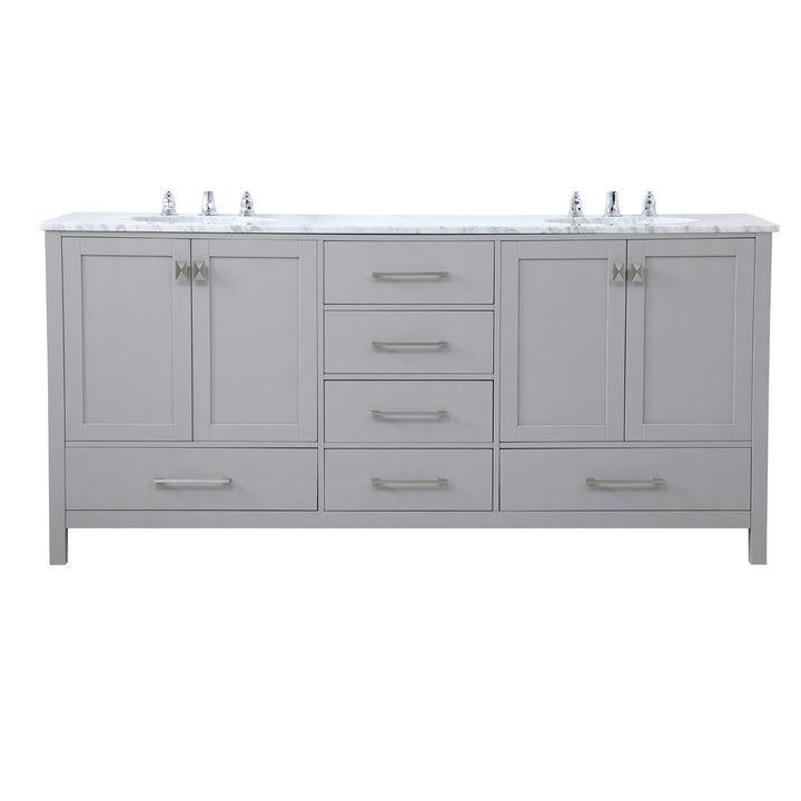 Bagdai 72" Wide Bathroom Vanity Set Wade Logan® Top Finish: Calacatta Quartz, Base Finish: Gray