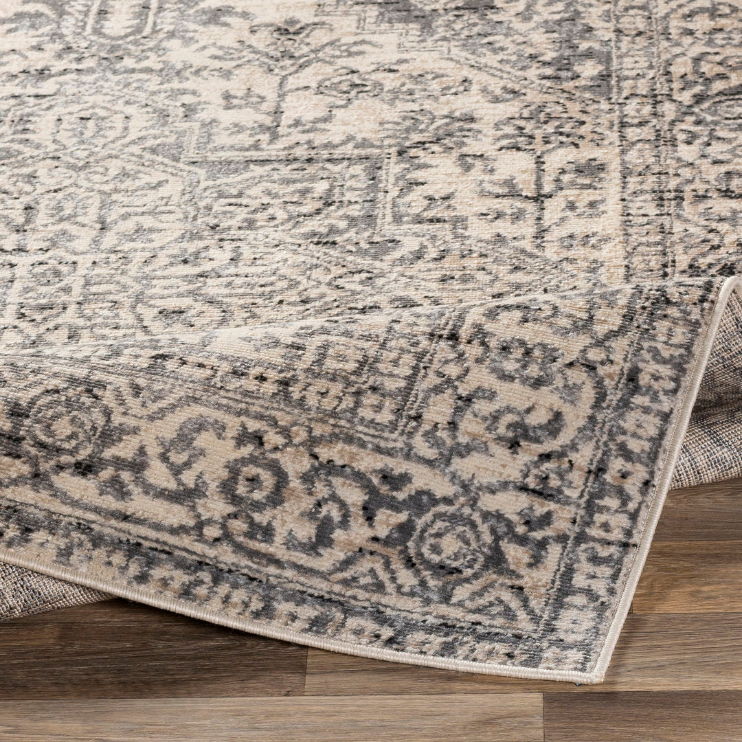 Witten Distressed Charcoal/Cream Area Rug Bungalow Rose Rug Size: Rectangle 8'10" x 12'