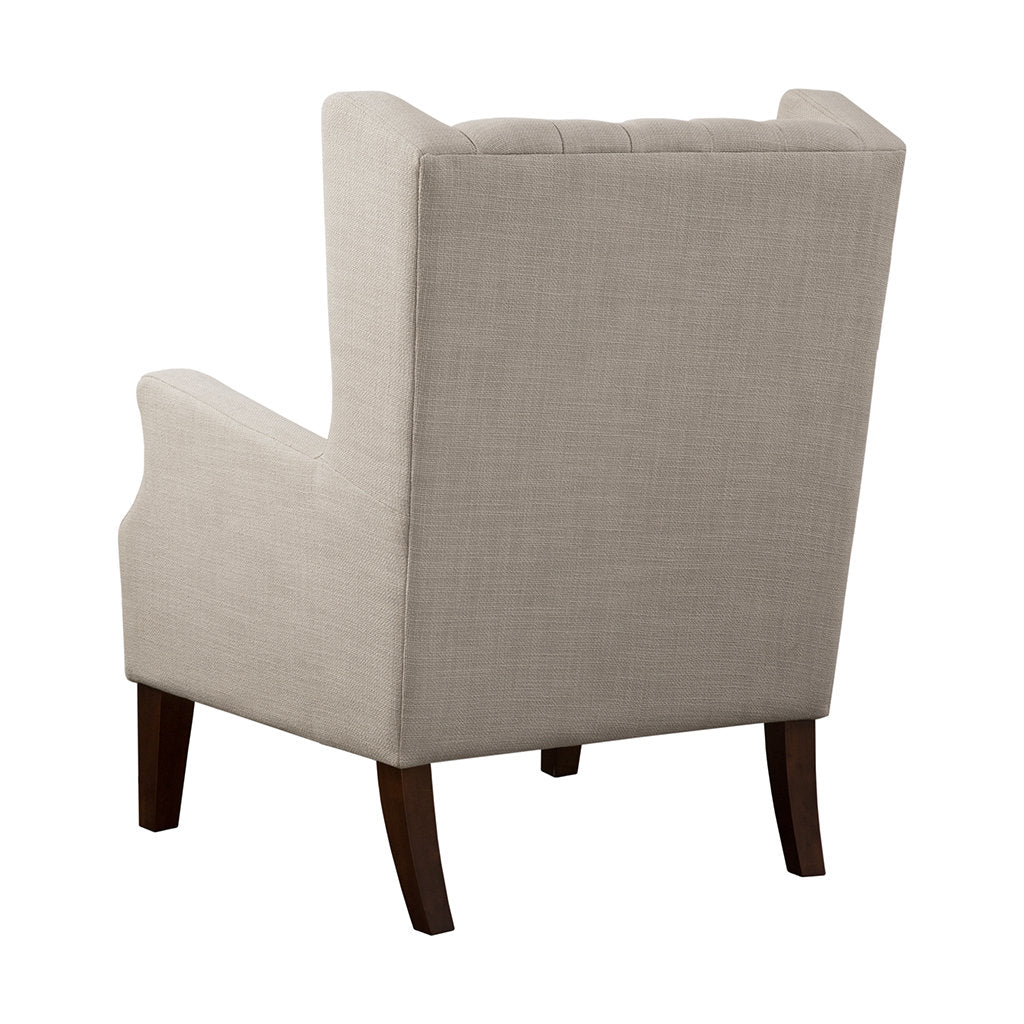 Allis Upholstered Button Tufted Wingback Chair Three Posts™ Upholstery Color: Linen Polyester Blend