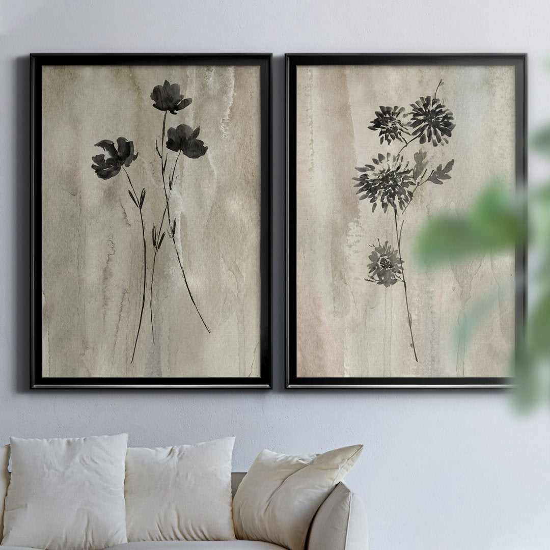Sumi-E Silhouette III - 2 Piece Painting Print Set Three Posts™ Mat Color: No Mat Size: 18.5" H x 49" W x 1.5" D Format: 31.5" H x 47" W x 1.5" D