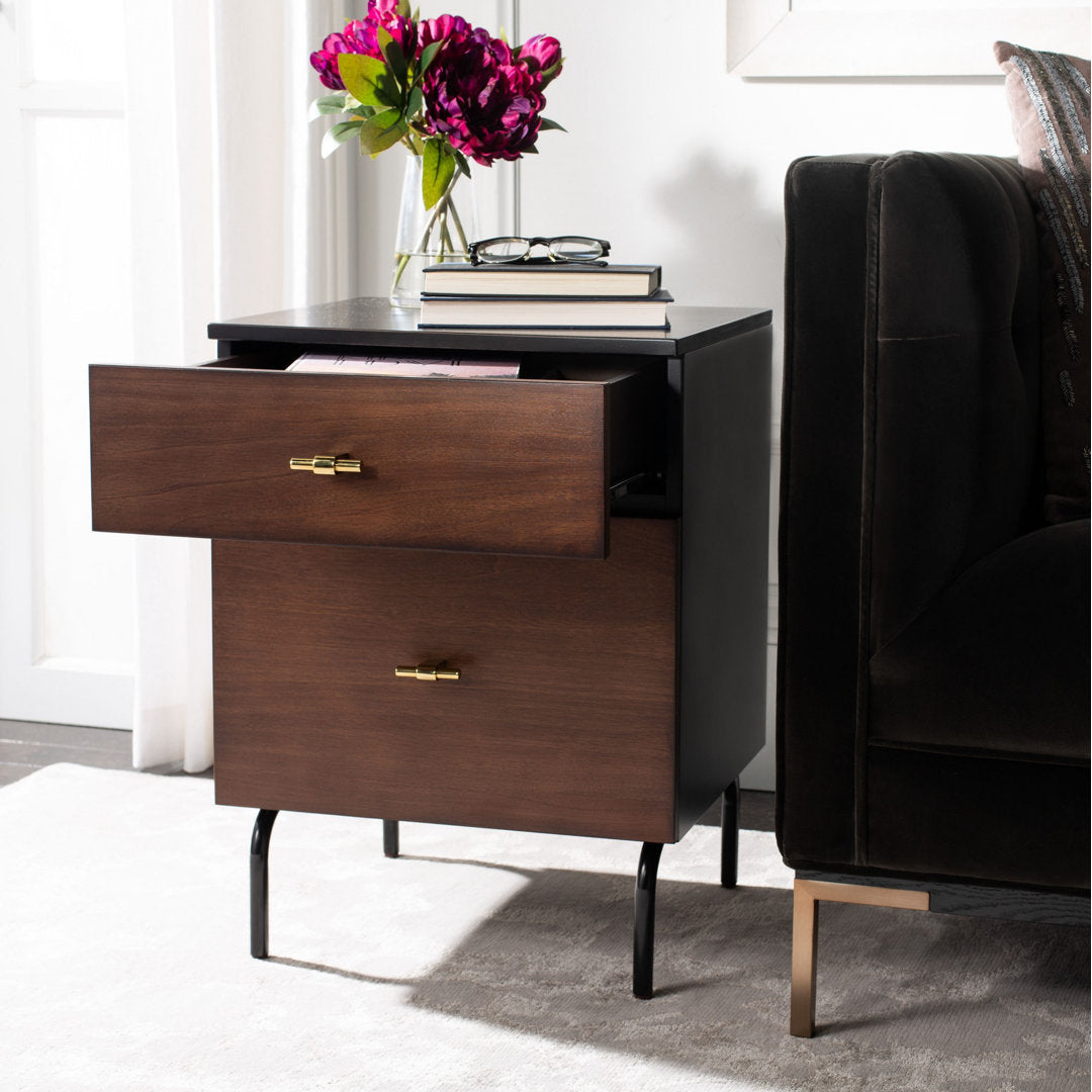 Linaris 2 - Drawer Nightstand Ivy Bronx Color: Walnut/Black