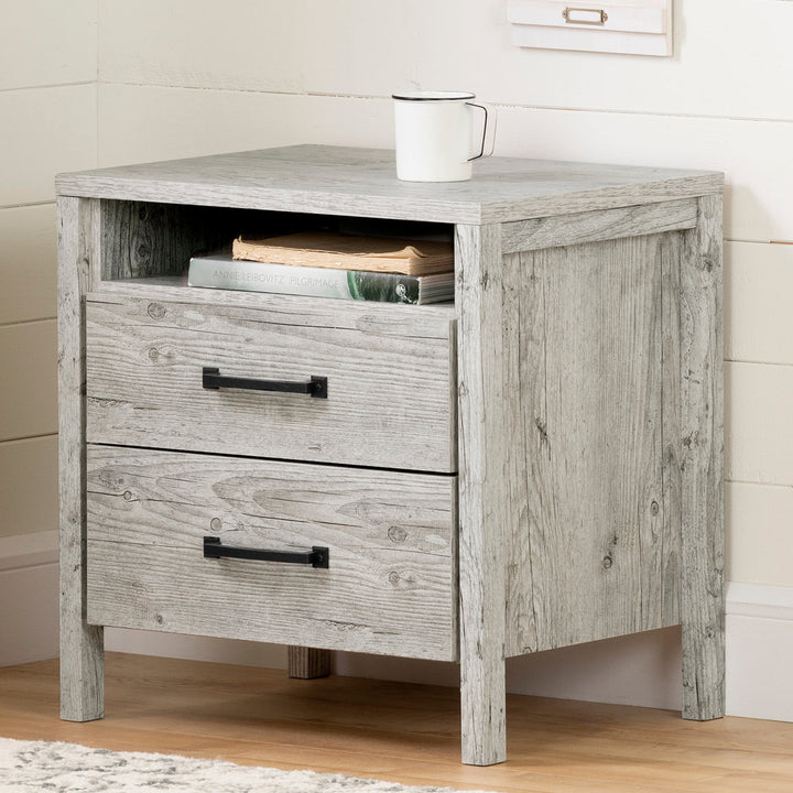 Gravity 2 - Drawer Nightstand South Shore Color: Seaside Pine/Black