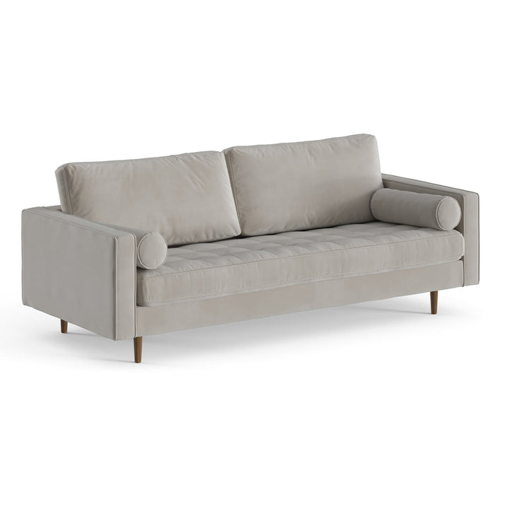 Geo 84" Upholstered Sofa AllModern Fabric: Bella Platinum Performance Velvet