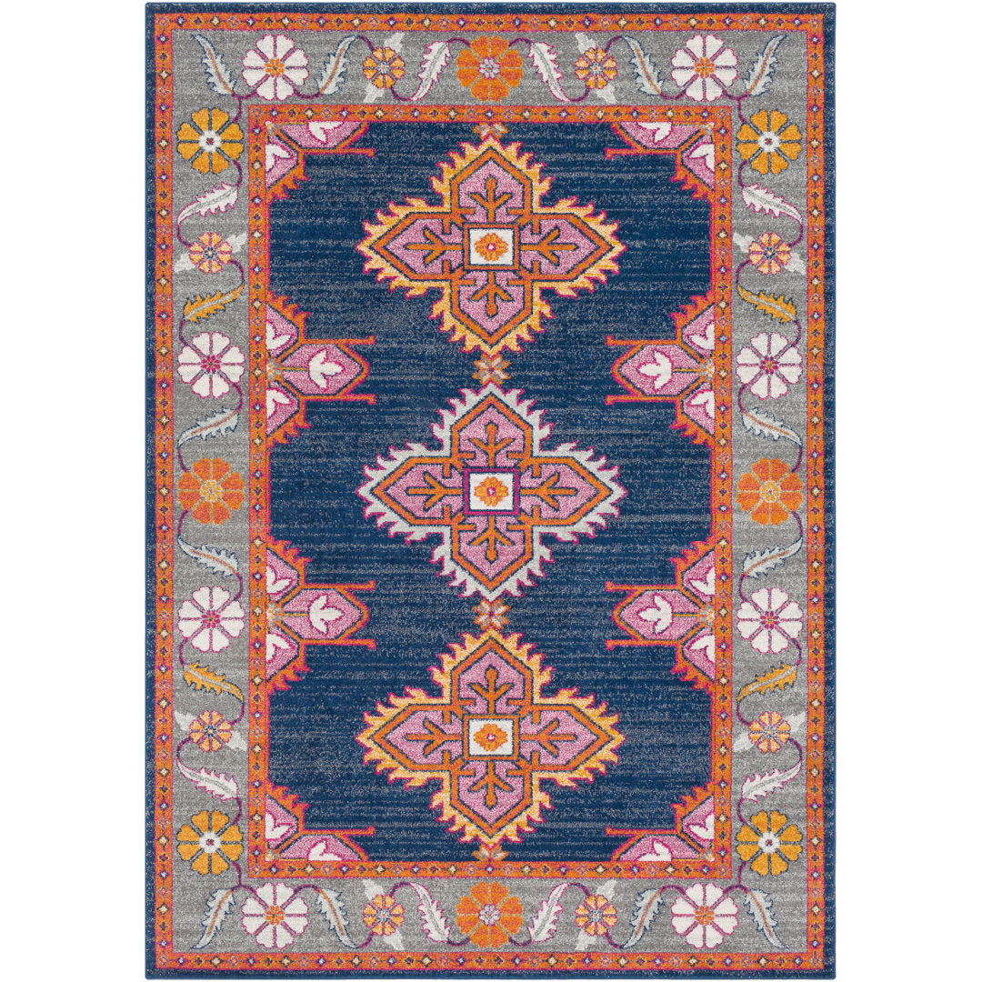Adelia Oriental Blue/Orange Area Rug Langley Street® Rug Size: Rectangle 9'3" x 12'6"