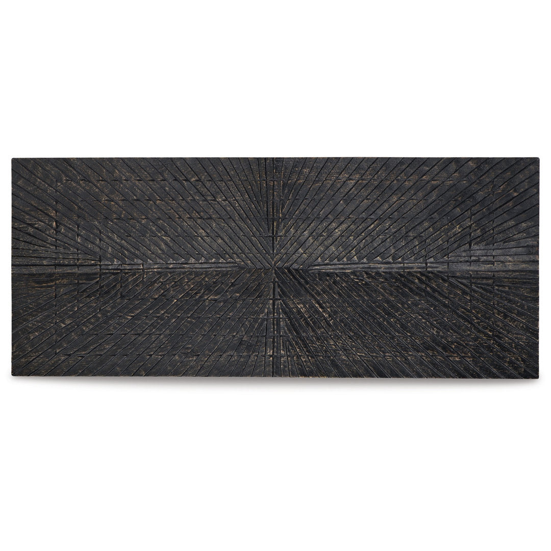 Ernest Wall Decor, Carved Sunburst Design, Wood Panel Benjara Color: Black
