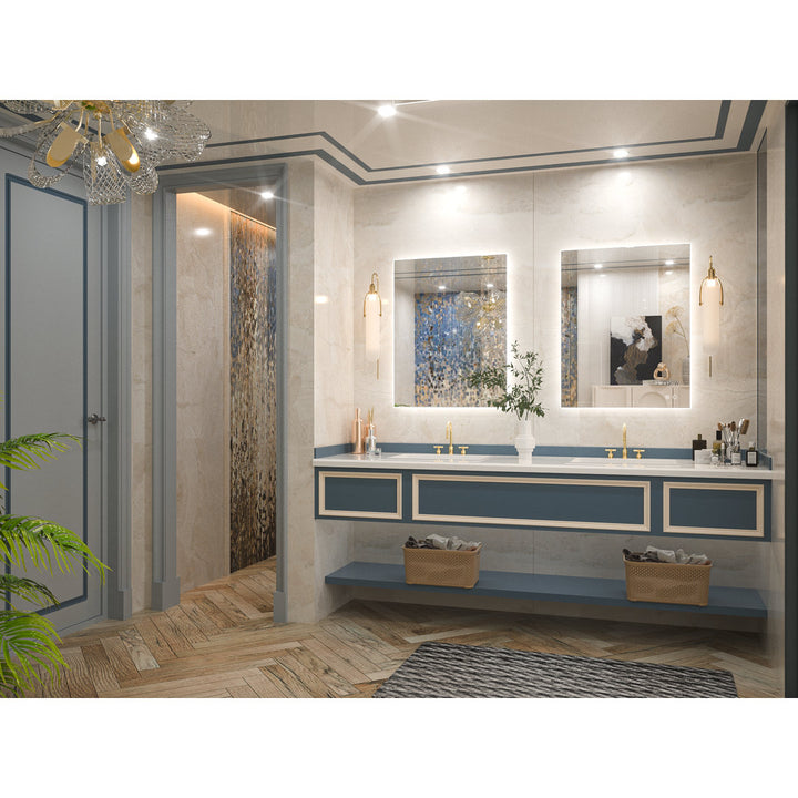 Adorna LED Backlit Frameless Lighted Bathroom Vanity Mirror Wall Mirror Dimmable Anti Fog Orren Ellis Size: 28" x 36"