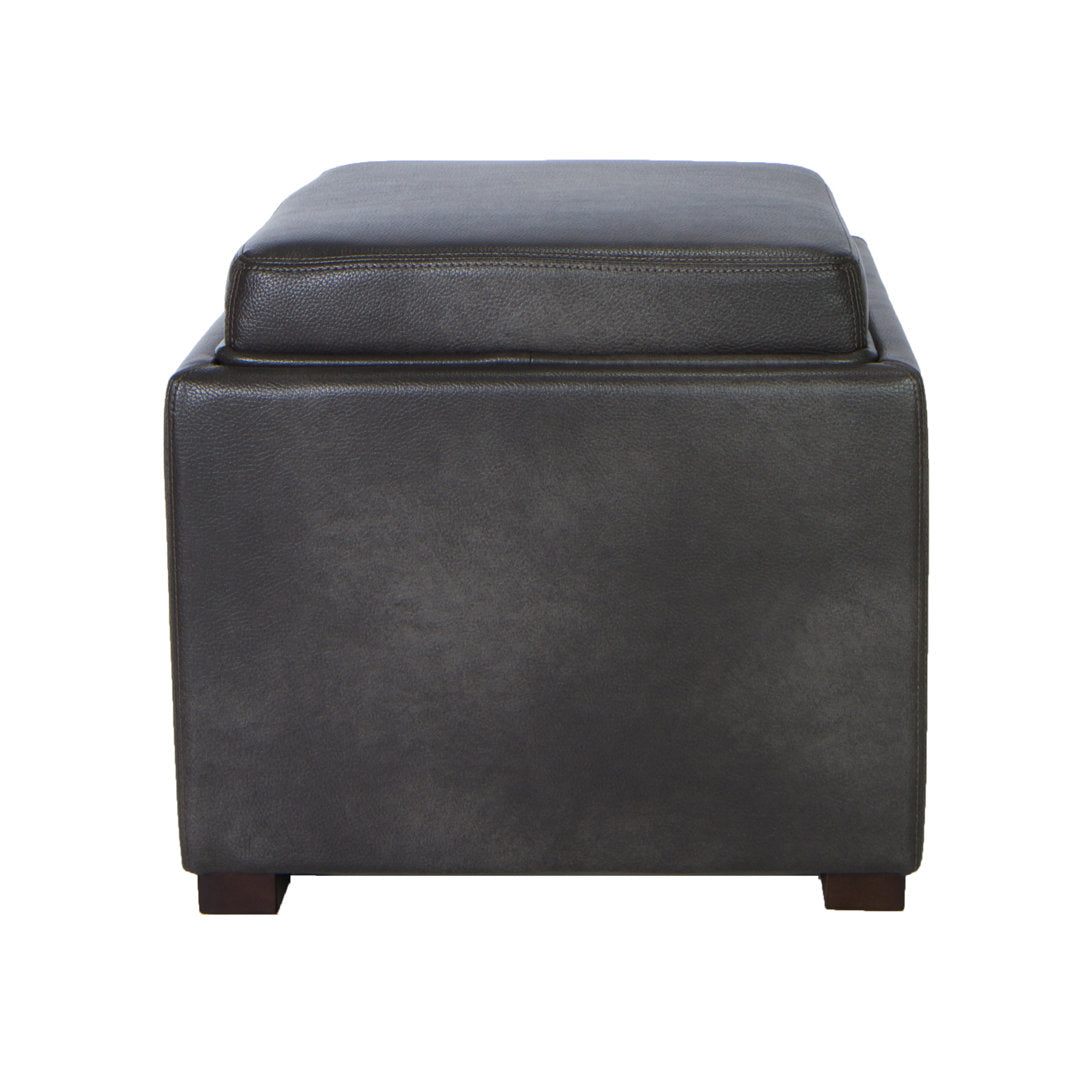 Newfield 17.5'' Wide Faux Leather Square Ottoman with Storage Alcott Hill® Upholstery: Gray Faux Leather