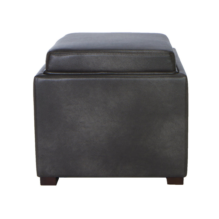 Newfield 17.5'' Wide Faux Leather Square Ottoman with Storage Alcott Hill® Upholstery: Gray Faux Leather