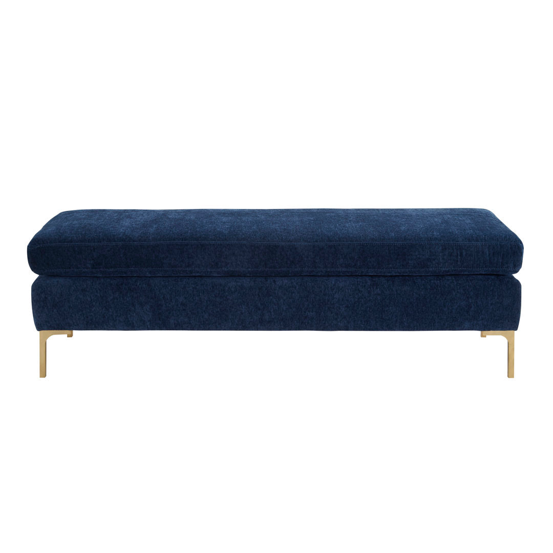 Baye Upholstered Bench AllModern Color: Navy Blue Velvet