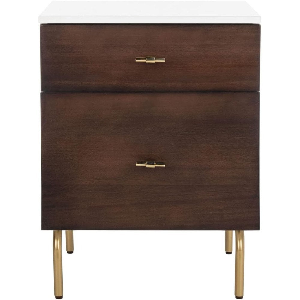 Linaris 2 - Drawer Nightstand Ivy Bronx Color: White/Gold
