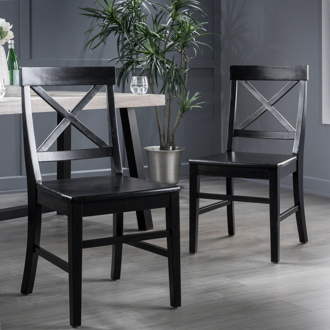 Hitz Solid Wood Cross Back Side Chair (Set of 2) Charlton Home® Color: Black