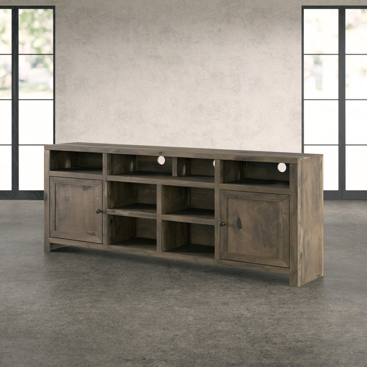 Columbia 84" No Assembly Required Barnwood Finish TV Stand, For TVs Up To 95" Greyleigh™