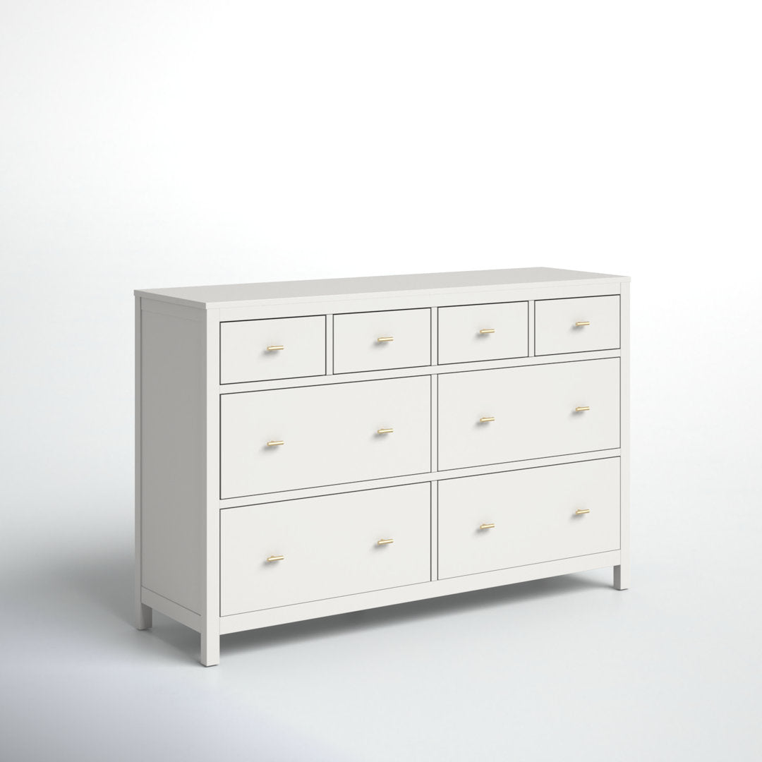 Kowalsky 8 Drawer 57.99" W Double Dresser Three Posts™ Color: Bleached White