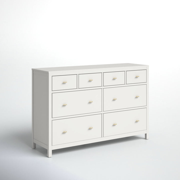 Kowalsky 8 Drawer 57.99" W Double Dresser Three Posts™ Color: Bleached White