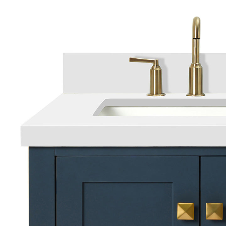 Amariani 37" Single Bathroom Vanity Set Latitude Run® Hardware Finish: Satin Brass, Base Finish: Midnight Blue