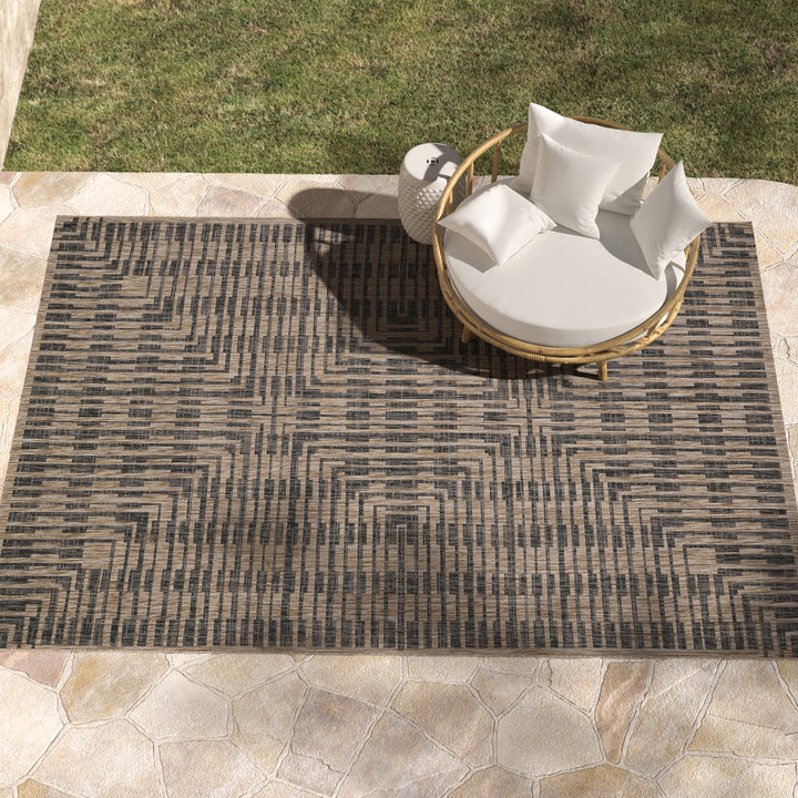 Tiza Geometric Brown/Black Indoor / Outdoor Area Rug Joss & Main Rug Size: Rectangle 7'10" x 10'9"