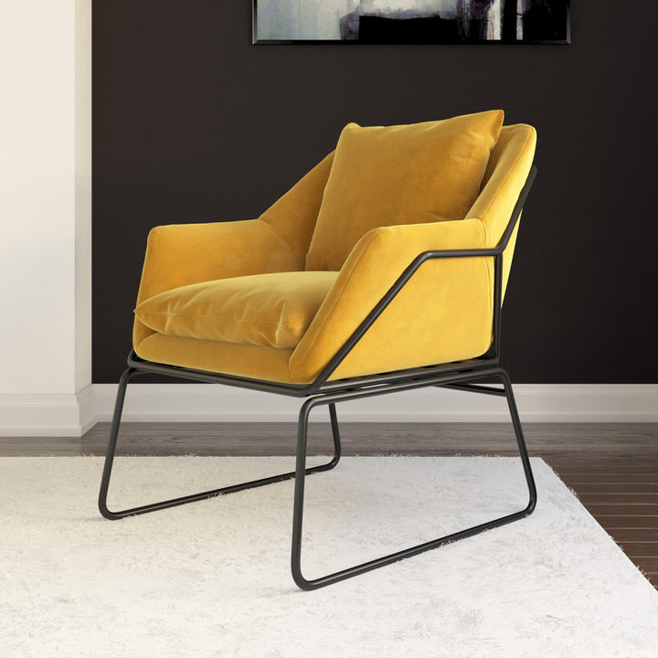 Alivia 67.31Cm Wide Velvet Armchair Novogratz Fabric: Mustard Yellow Velvet