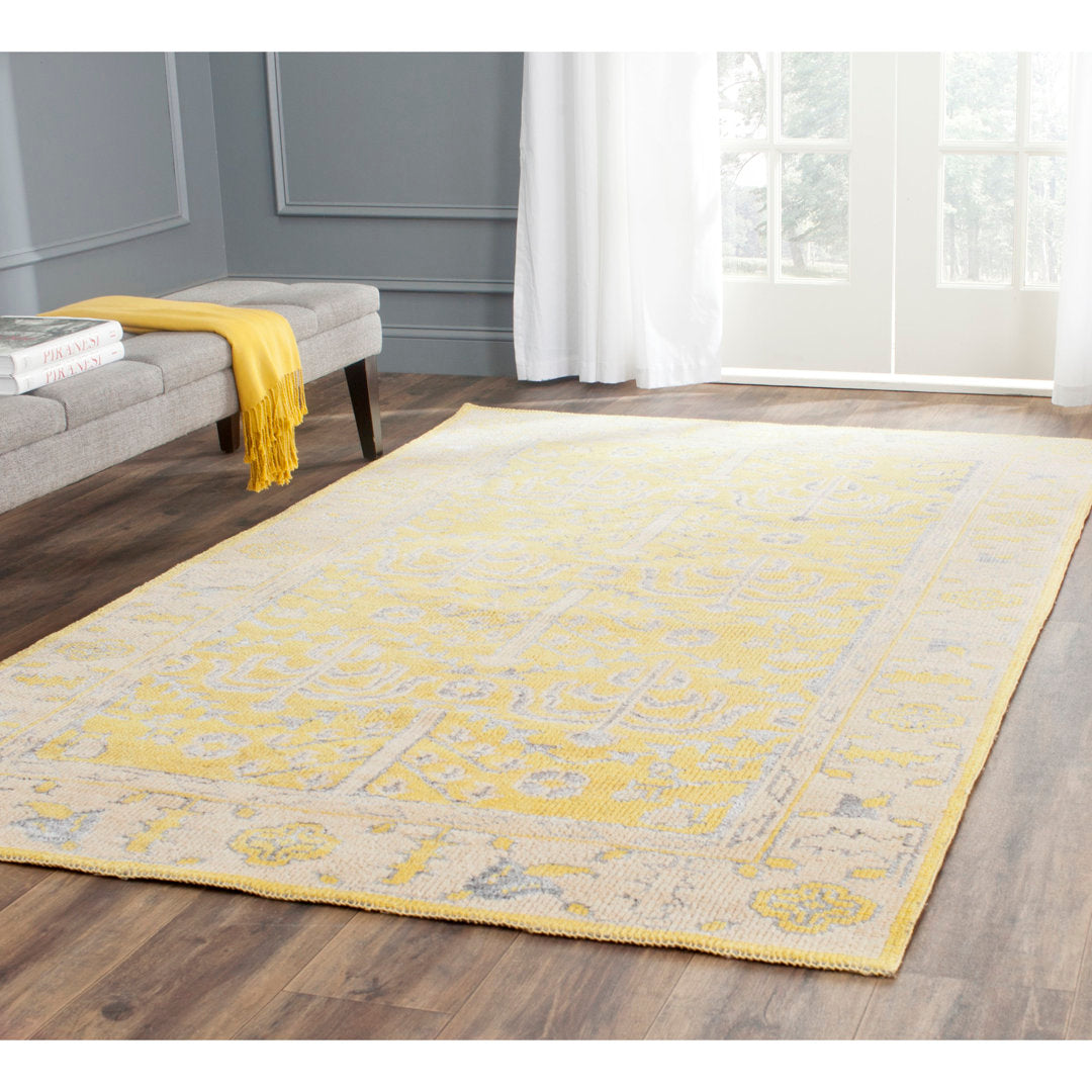 Brownsburg Stone Wash Hand Knotted 55% Wool, 10% Viscose, 35% Cotton Oriental Rug Bungalow Rose Rug Size: Rectangle 4' x 6'